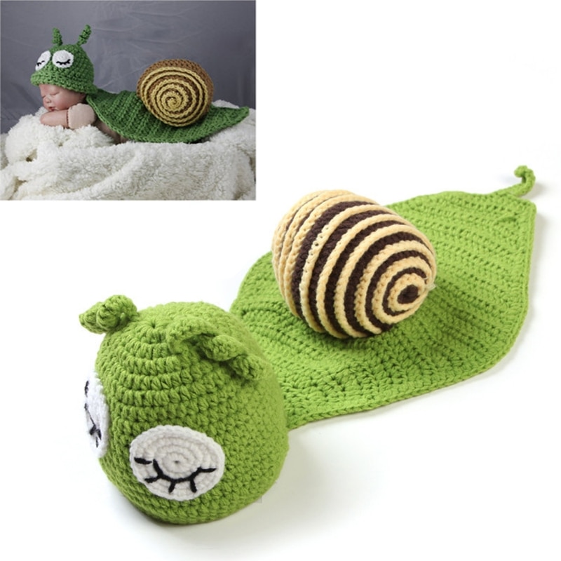 Hot Sale Baby Snail Photography Prop Newborn Girls Boys Birthday Party Knit Costume Kit Sep6-B